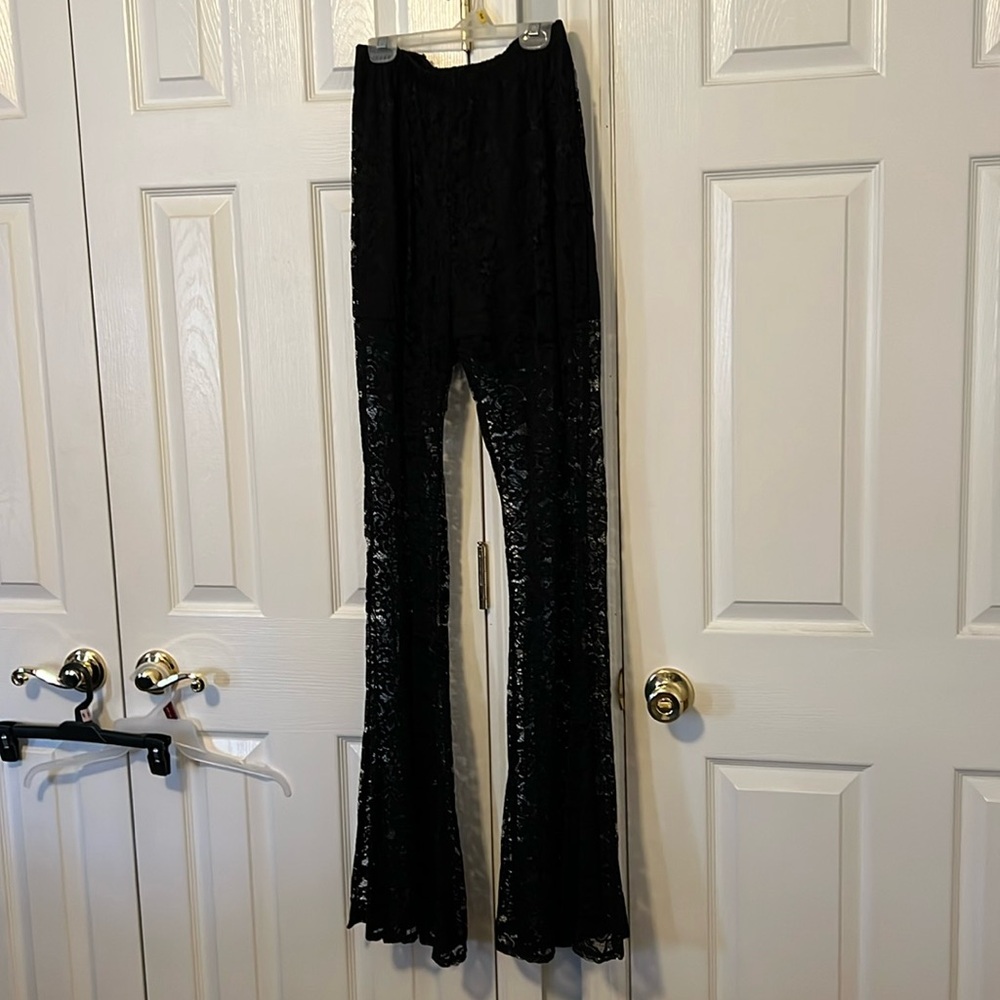 Hot Topic’s Black Sheer Lace Flare Leggings